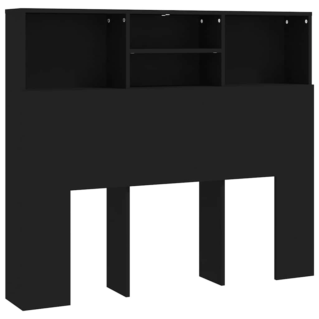 vidaXL Bett-Kopfteil mit Ablagen Schwarz 120x19x103,5 cm