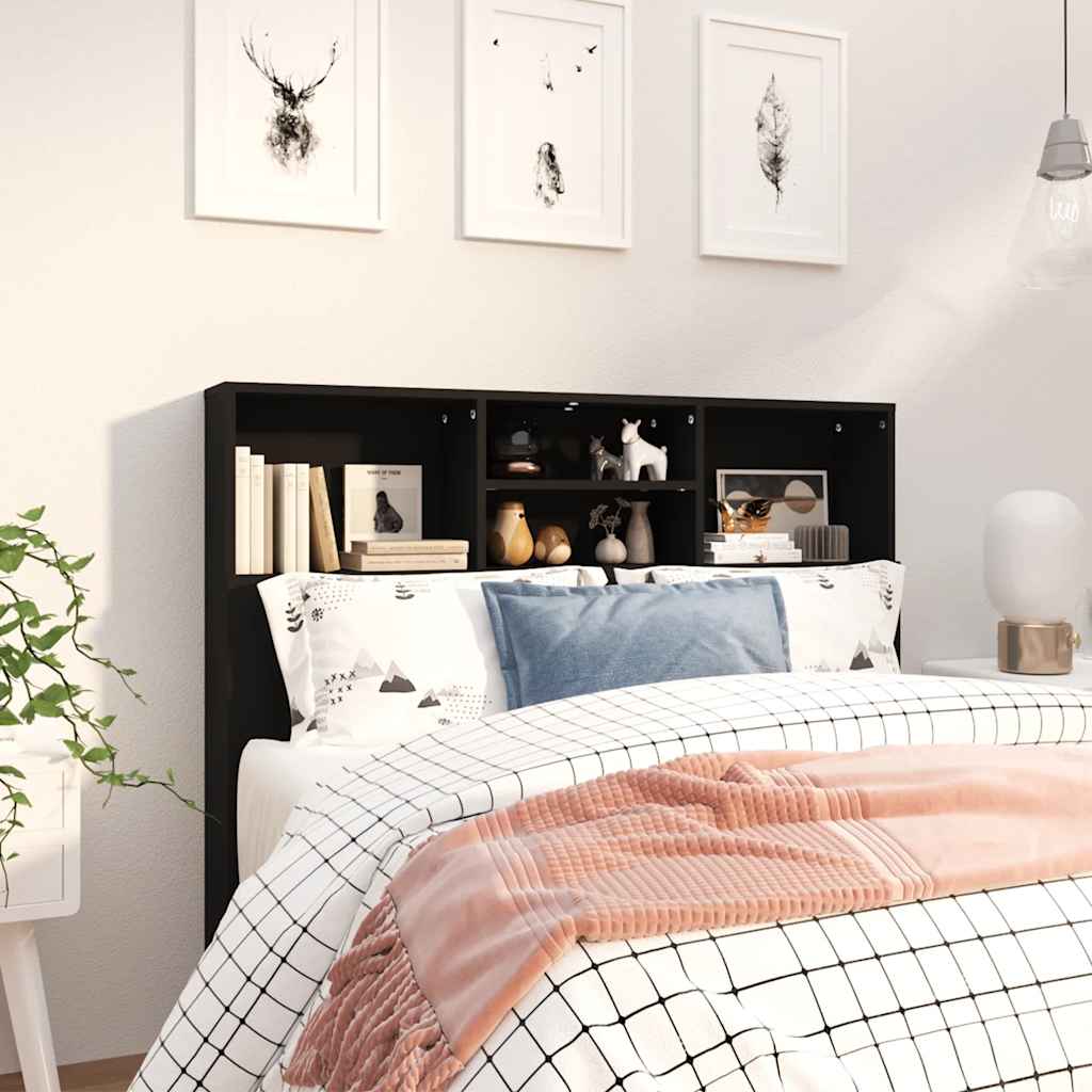 vidaXL Bett-Kopfteil mit Ablagen Schwarz 120x19x103,5 cm