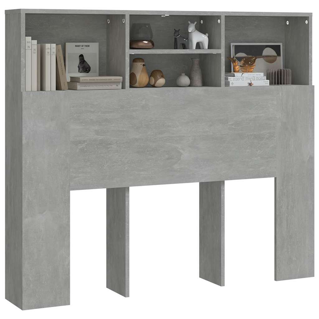 vidaXL Tête de lit avec étagères Gris béton 120x19x103,5 cm
