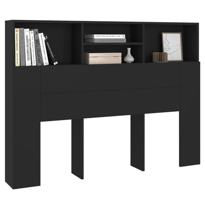 vidaXL Kopfteil mit Ablagen Schwarz 140x19x103,5 cm