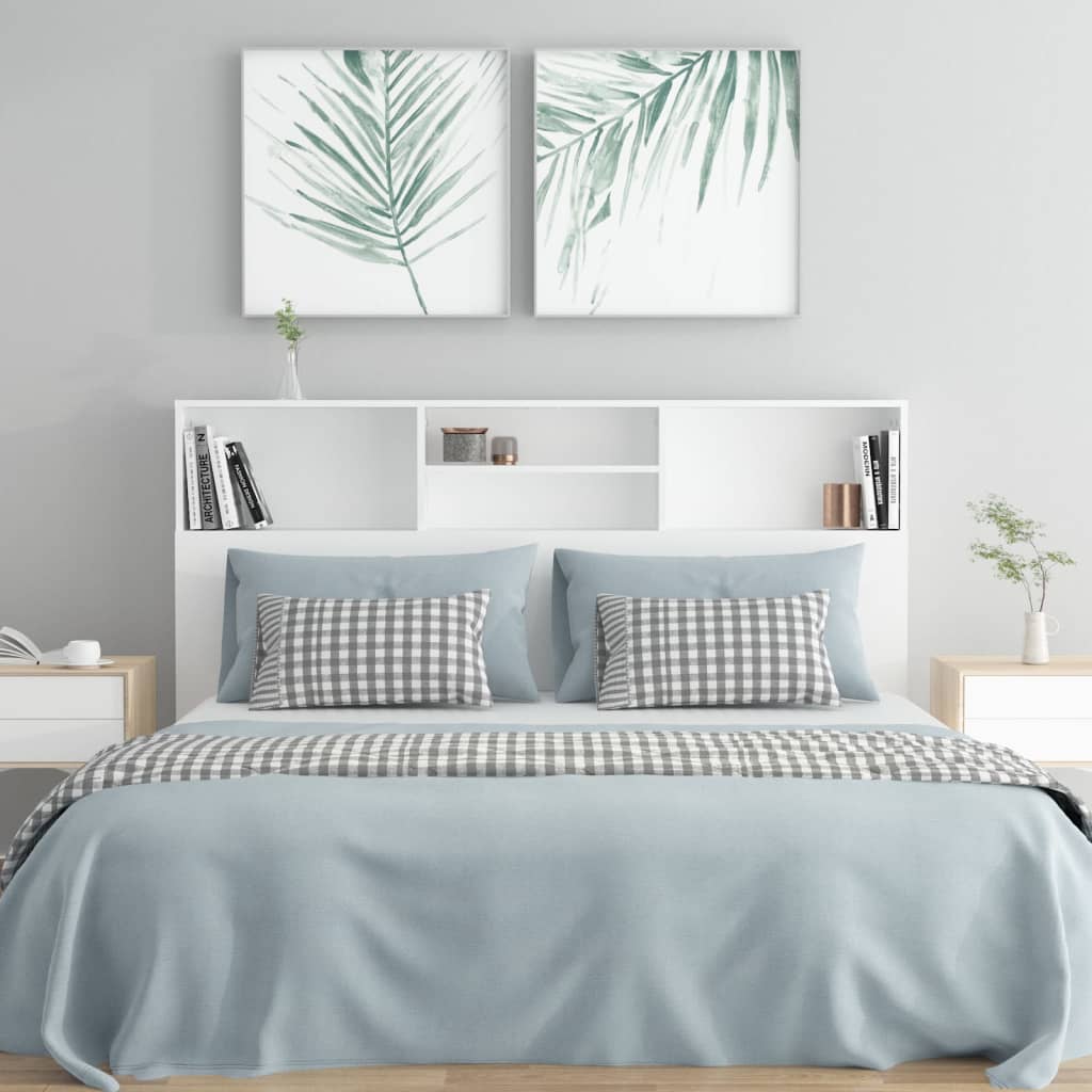 vidaXL Tête de lit avec étagères Blanc 160x19x103,5 cm