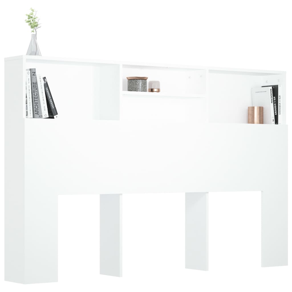vidaXL Tête de lit avec étagères Blanc 160x19x103,5 cm