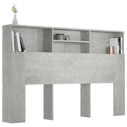 vidaXL Bett-Kopfteil mit Ablagen Betongrau 160x19x103,5 cm