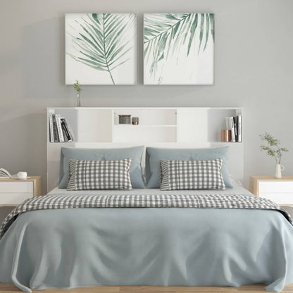 vidaXL Bett-Kopfteil mit Ablagen Hochglanz-Weiß 160x19x103,5 cm