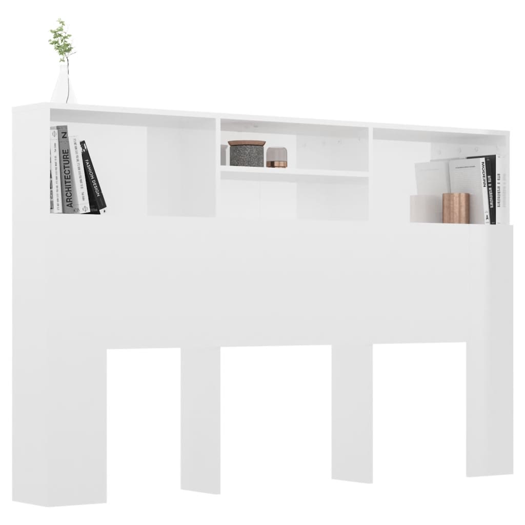 vidaXL Bett-Kopfteil mit Ablagen Hochglanz-Weiß 160x19x103,5 cm