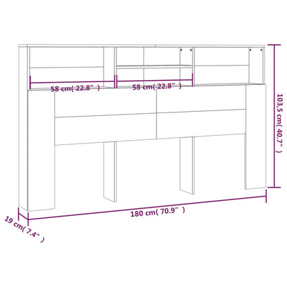 vidaXL Bett-Kopfteil mit Ablagen Schwarz 180x19x103,5 cm