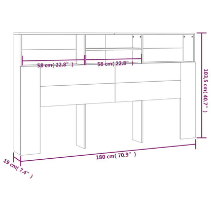 vidaXL Bett-Kopfteil mit Ablagen Sonoma-Eiche 180x19x103,5 cm