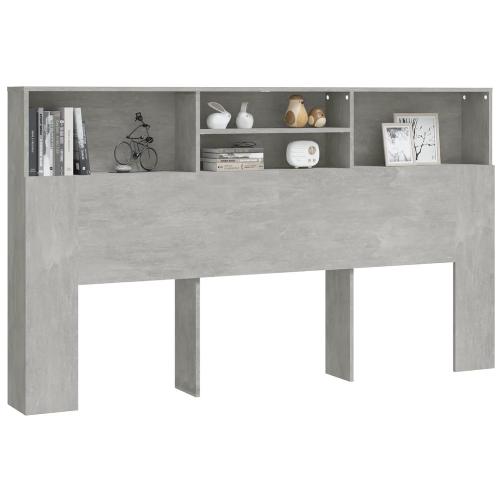 vidaXL Bett-Kopfteil mit Ablagen Betongrau 180x19x103,5 cm