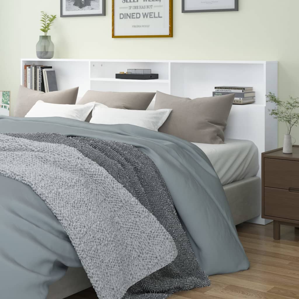 vidaXL Tête de lit avec étagères Blanc 220x19x103,5 cm