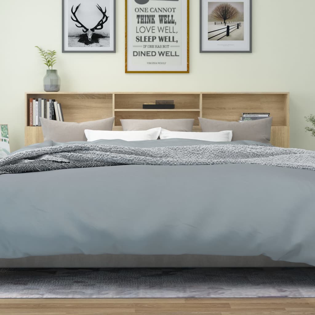 vidaXL Kopfteil mit Ablagen Sonoma-Eiche 220x19x103,5 cm