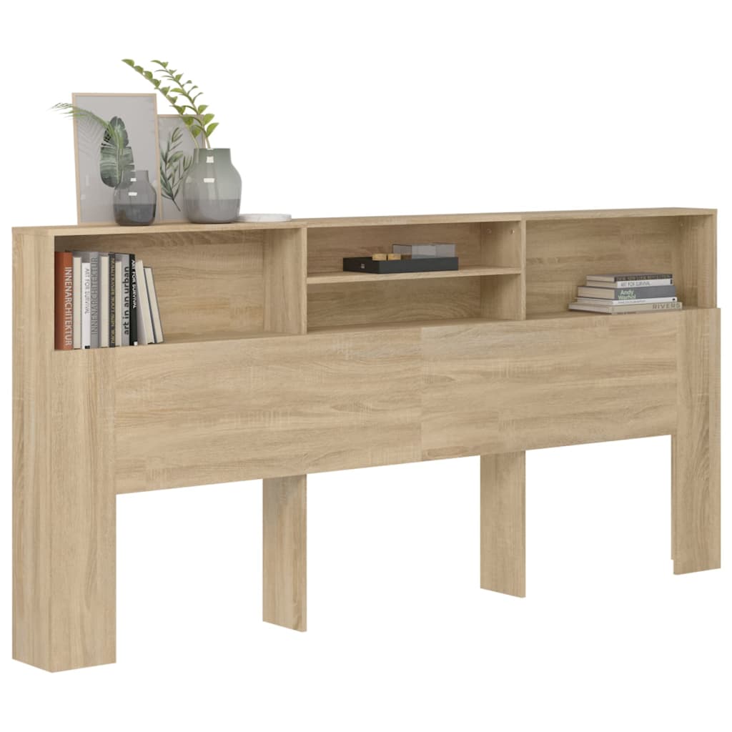 vidaXL Kopfteil mit Ablagen Sonoma-Eiche 220x19x103,5 cm