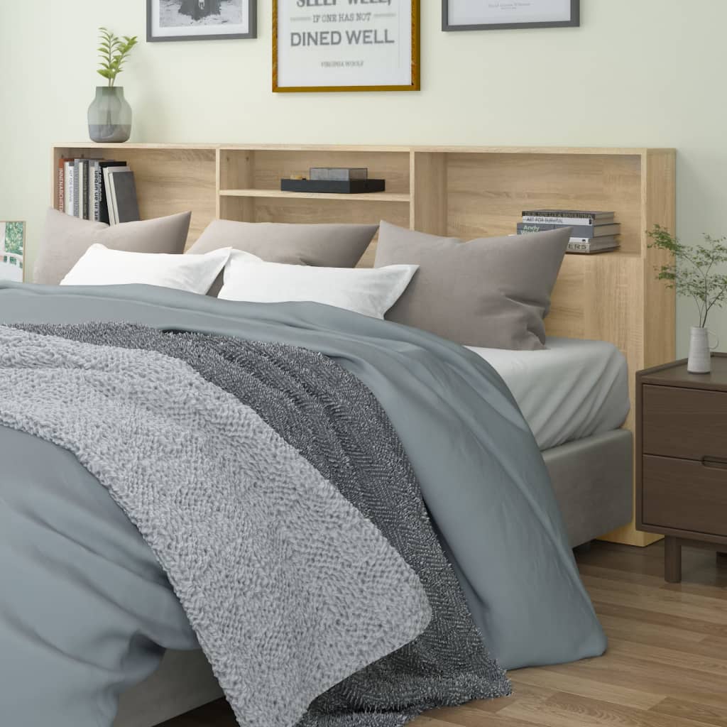 vidaXL Kopfteil mit Ablagen Sonoma-Eiche 220x19x103,5 cm