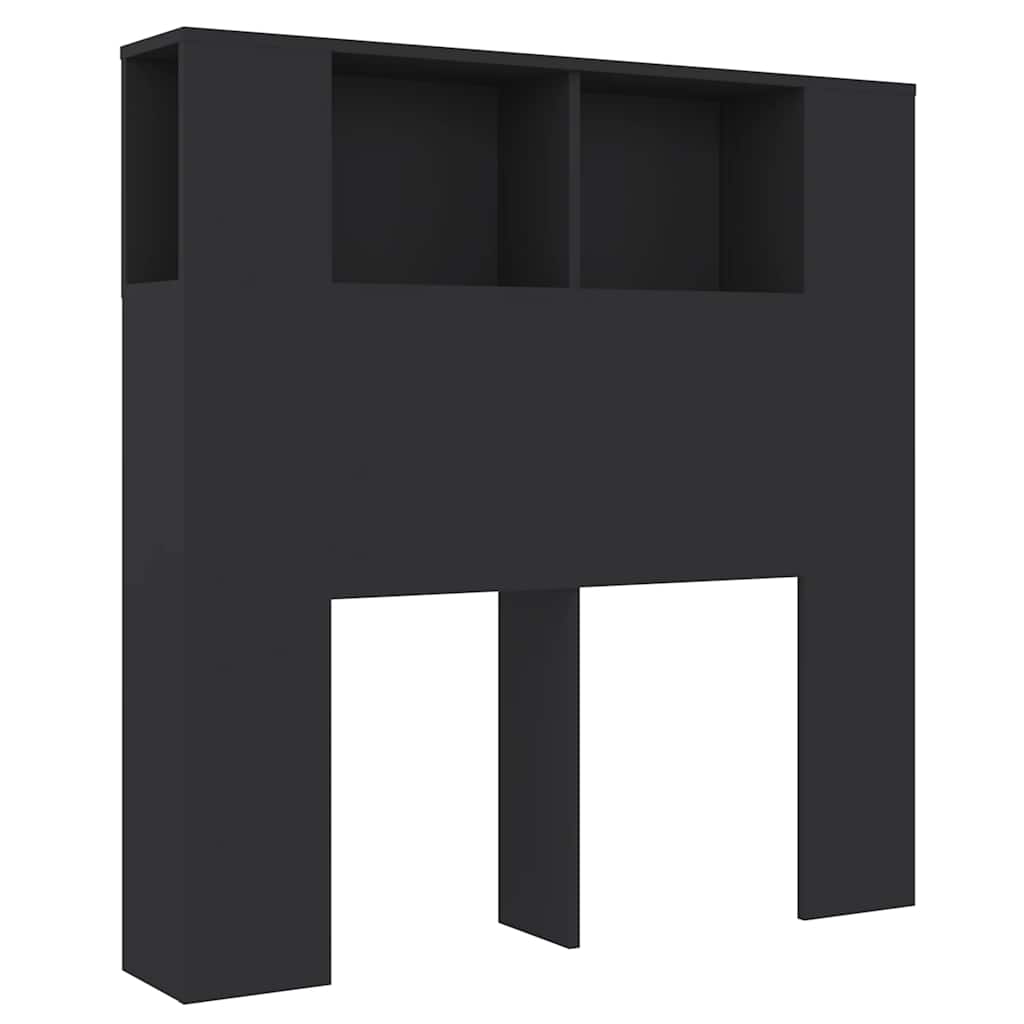 vidaXL Kopfteil mit Ablagen Schwarz 100x18,5x102,5 cm