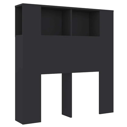 vidaXL Kopfteil mit Ablagen Schwarz 100x18,5x102,5 cm