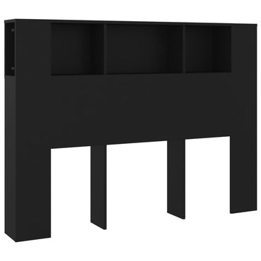vidaXL Kopfteil mit Ablagen Schwarz 140x18,5x104,5 cm