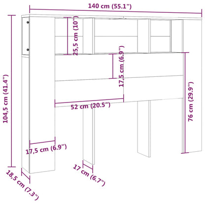 vidaXL Kopfteil mit Ablagen Hochglanz-Weiß 140x18,5x104,5 cm