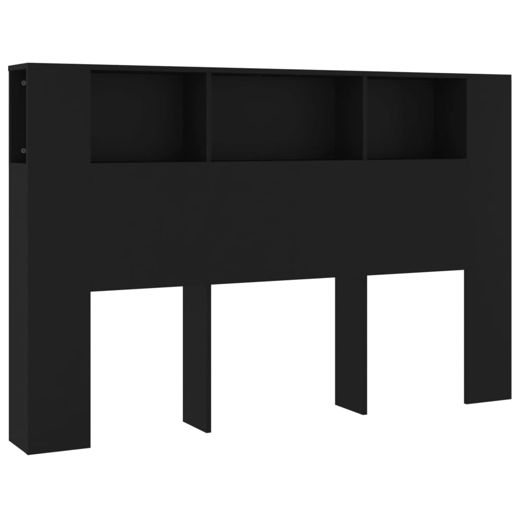 vidaXL Kopfteil mit Ablagen Schwarz 160x18,5x104,5 cm