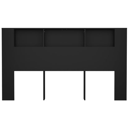 vidaXL Kopfteil mit Ablagen Schwarz 180x18,5x104,5 cm
