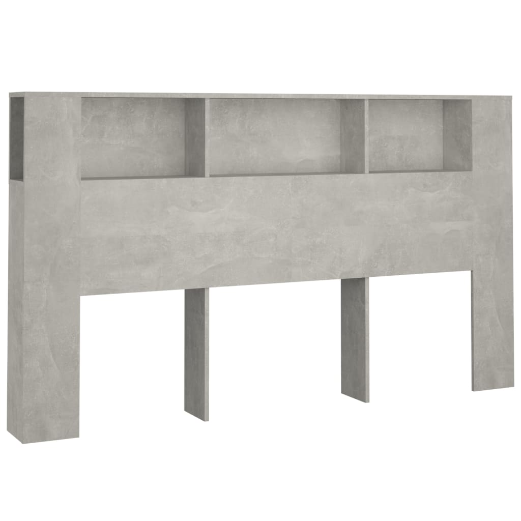 vidaXL Kopfteil mit Ablagen Betongrau 180x18,5x104,5 cm