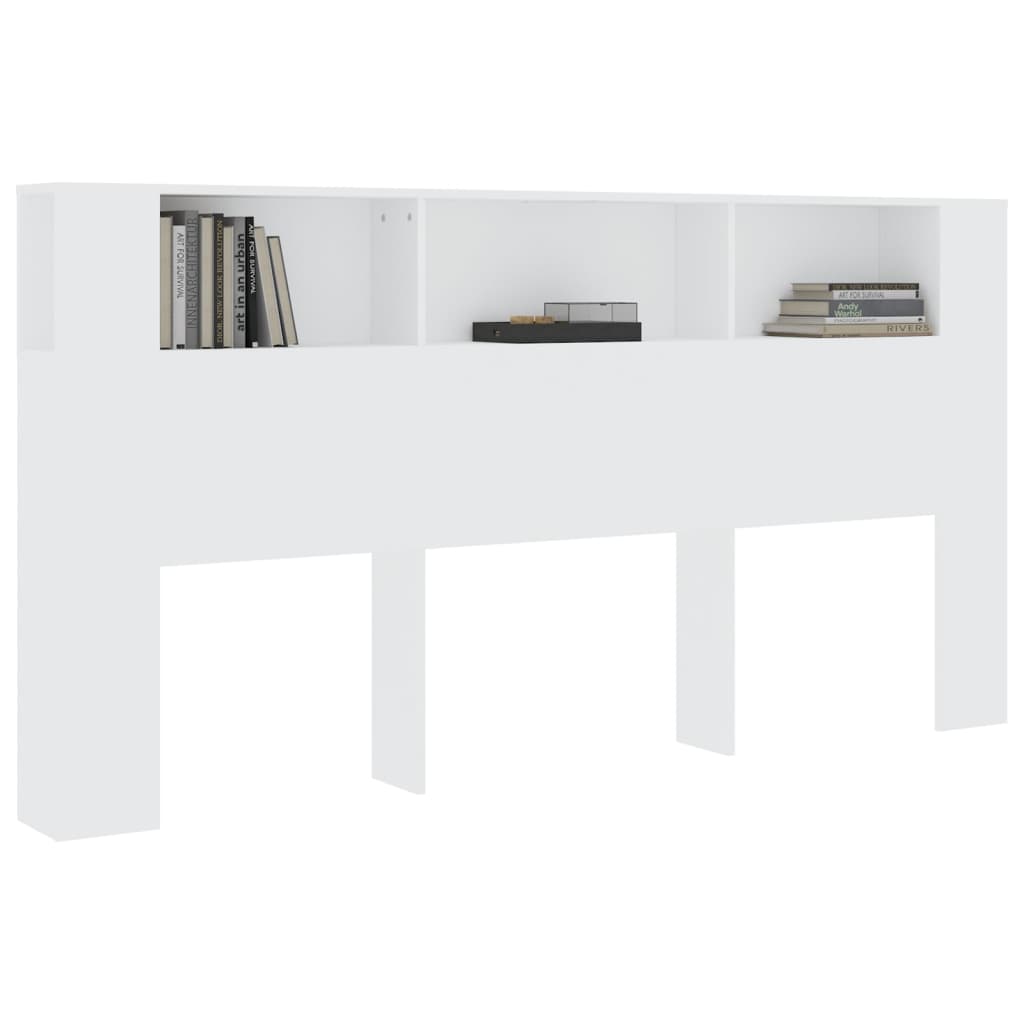 vidaXL Kopfteil mit Ablagen Weiß 200x18,5x104,5 cm