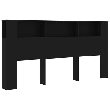 vidaXL Kopfteil mit Ablagen Schwarz 200x18,5x104,5 cm