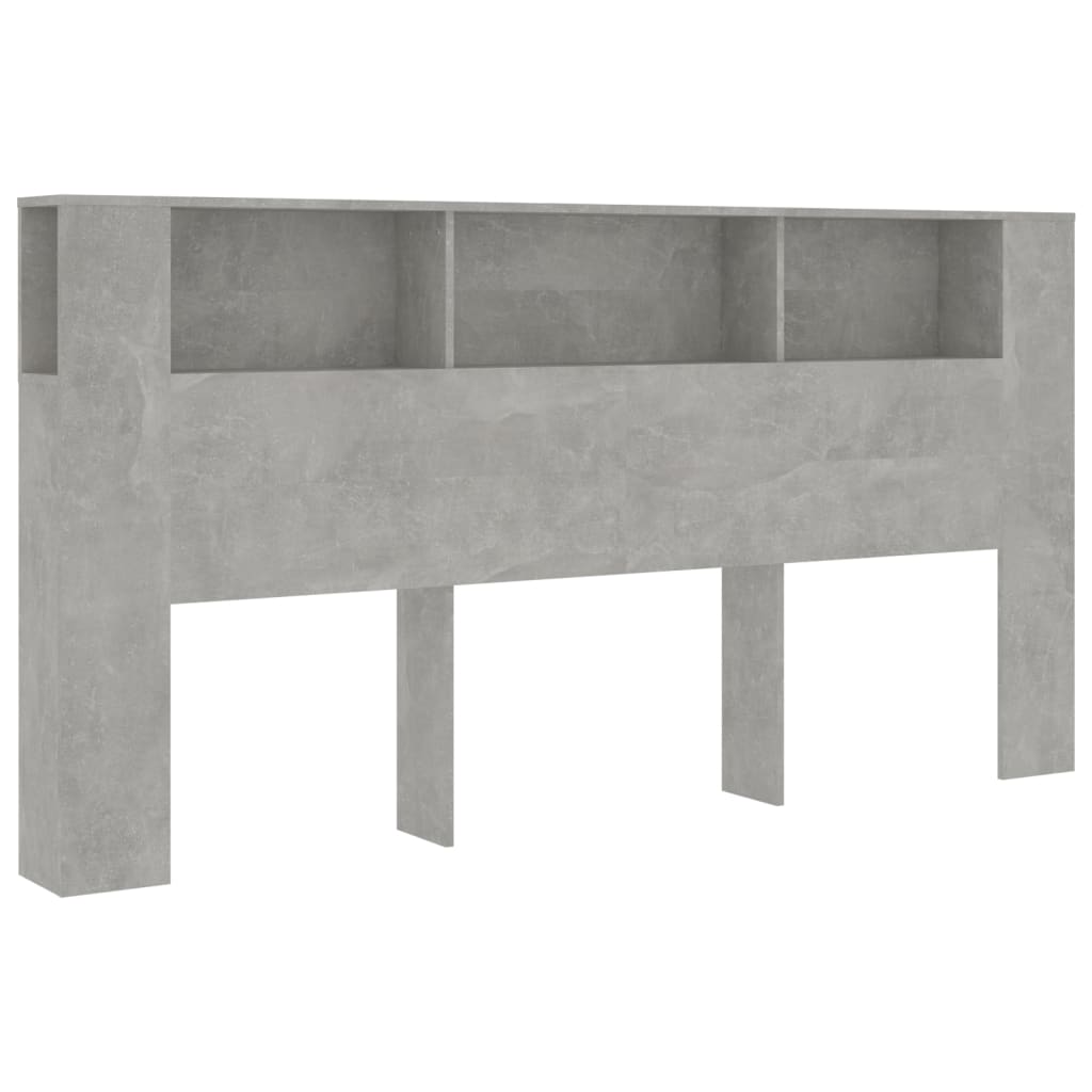 vidaXL Kopfteil mit Ablagen Betongrau 200x18,5x104,5 cm