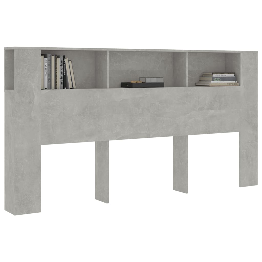 vidaXL Kopfteil mit Ablagen Betongrau 200x18,5x104,5 cm