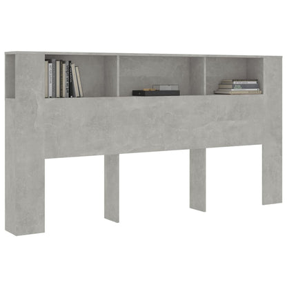 vidaXL Kopfteil mit Ablagen Betongrau 200x18,5x104,5 cm