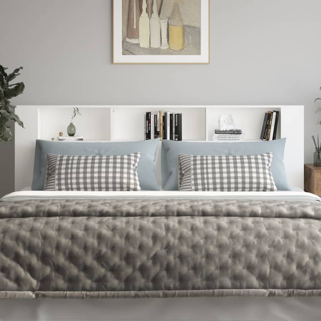 vidaXL Kopfteil mit Ablagen Weiß 220x18,5x104,5 cm