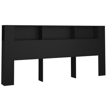 vidaXL Kopfteil mit Ablagen Schwarz 220x18,5x104,5 cm