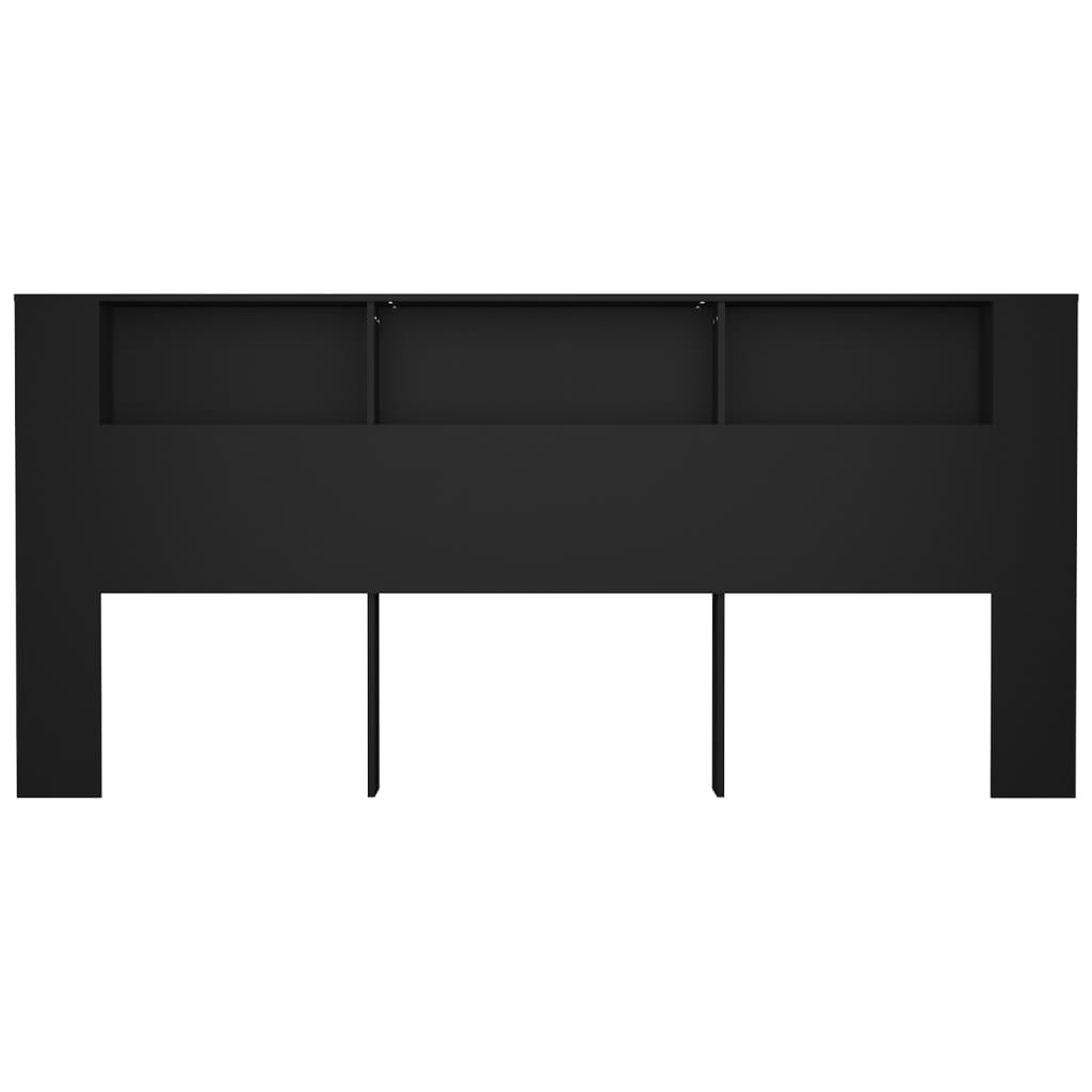 vidaXL Kopfteil mit Ablagen Schwarz 220x18,5x104,5 cm