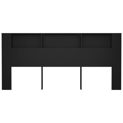 vidaXL Kopfteil mit Ablagen Schwarz 220x18,5x104,5 cm