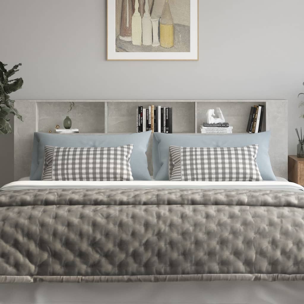 vidaXL Tête de lit avec étagères Gris béton 220x18,5x104,5 cm