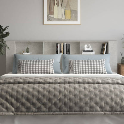 vidaXL Tête de lit avec étagères Gris béton 220x18,5x104,5 cm