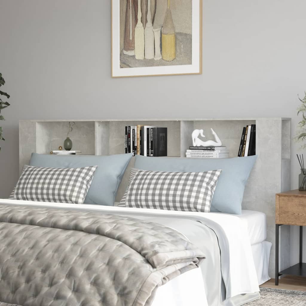 vidaXL Tête de lit avec étagères Gris béton 220x18,5x104,5 cm