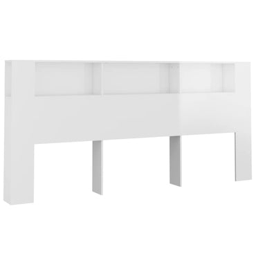 vidaXL Tête de lit avec étagères Blanc brillant 220x18,5x104,5 cm