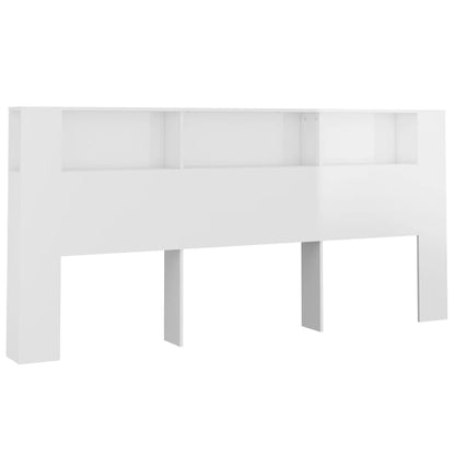 vidaXL Kopfteil mit Ablagen Hochglanz-Weiß 220x18,5x104,5 cm