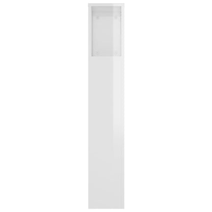 vidaXL Kopfteil mit Ablagen Hochglanz-Weiß 220x18,5x104,5 cm