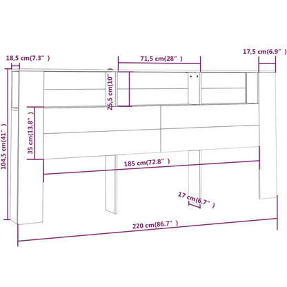 vidaXL Kopfteil mit Ablagen Hochglanz-Weiß 220x18,5x104,5 cm