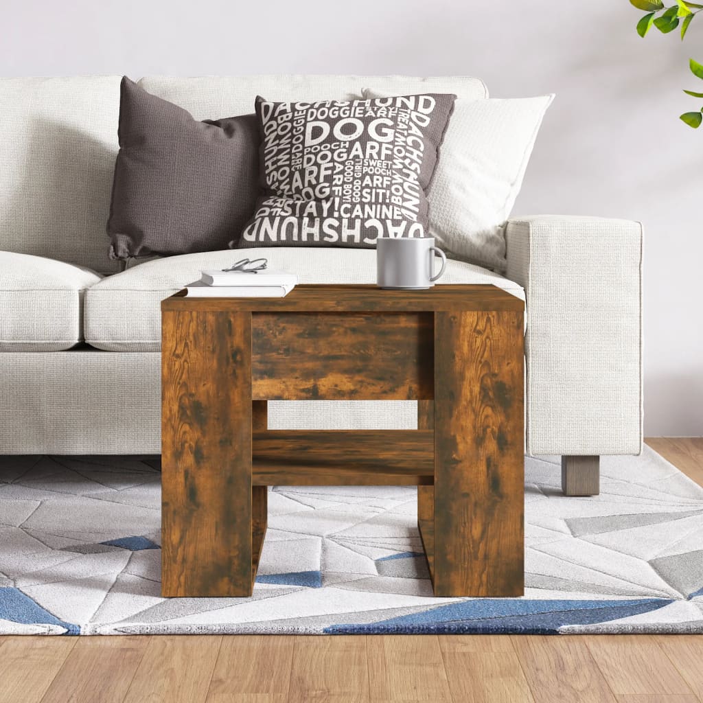 vidaXL Table basse chêne fumé 55,5x55x45 cm bois d'ingénierie