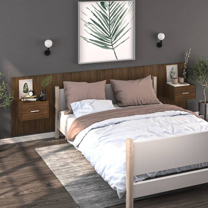 vidaXL Table de chevet murale Chêne marron