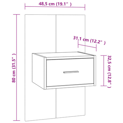 vidaXL Table de chevet murale Chêne marron