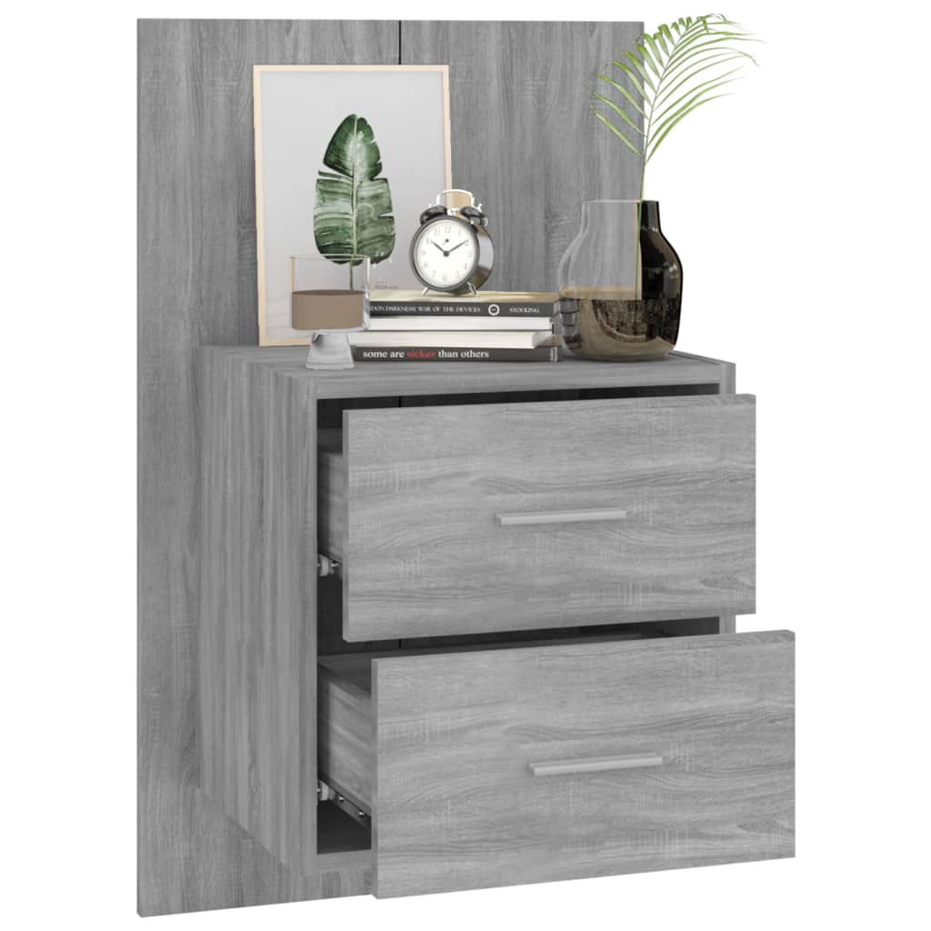 vidaXL Wand-Nachttische 2 Stk. Grau Sonoma