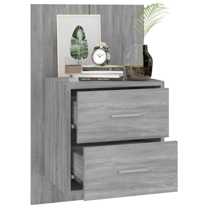 vidaXL Wand-Nachttische 2 Stk. Grau Sonoma