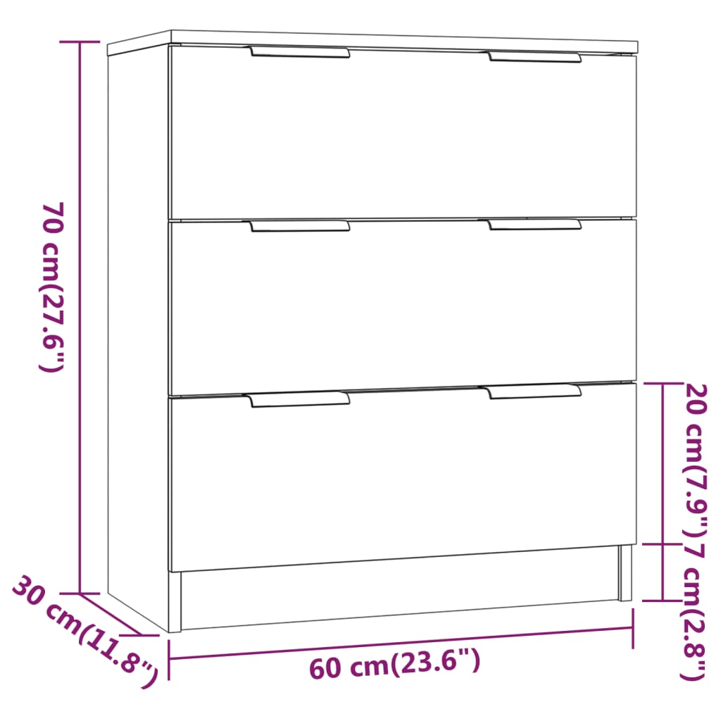 vidaXL Buffet gris Sonoma 60x30x70 cm bois d'ingénierie