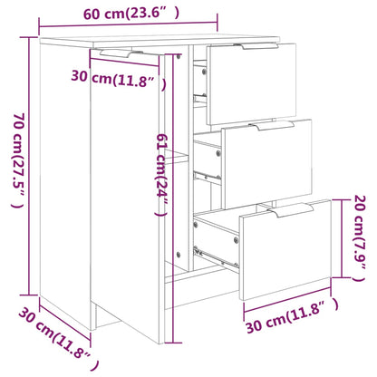 vidaXL Buffet marron aspect chêne 60x30x70 cm bois d'ingénierie