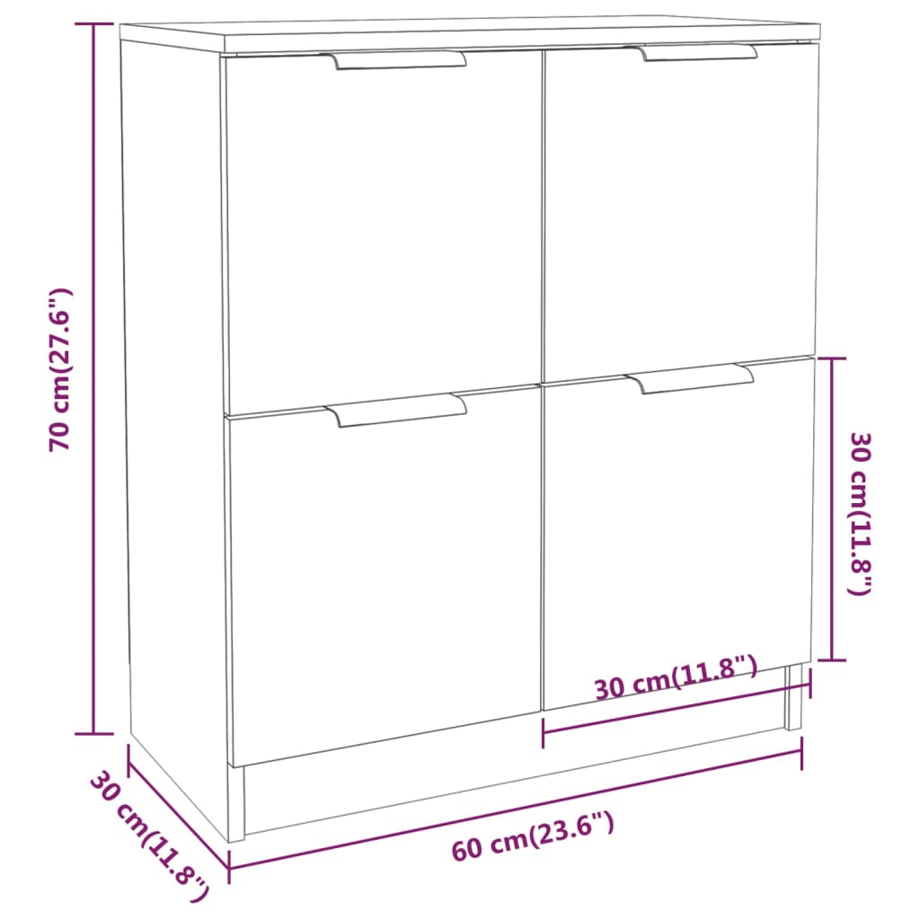 vidaXL Buffet gris Sonoma 60x30x70 cm bois d'ingénierie