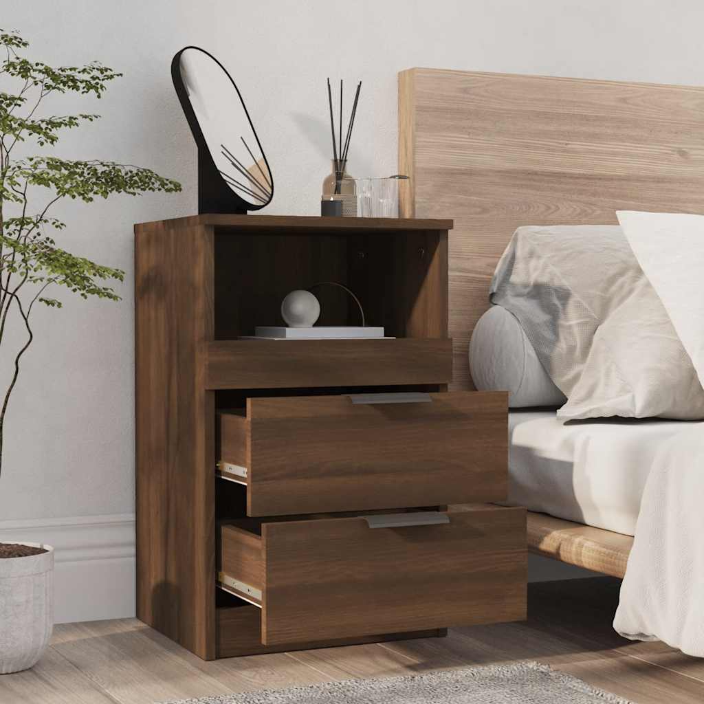 vidaXL Table de chevet aspect chêne marron, bois d'ingénierie