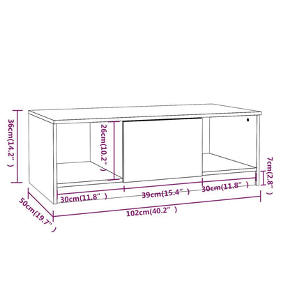 vidaXL Couchtisch Braun Eichen-Optik 102x50x36 cm Holzwerkstoff