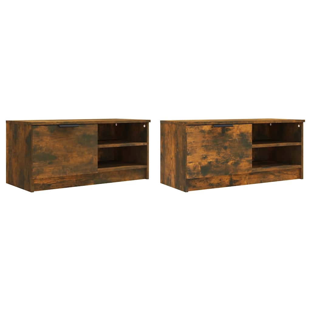 vidaXL Meubles TV 2 pcs Chêne fumé 80x35x36,5 cm Bois d'ingénierie